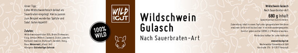 Wildschwein Gulasch – In Sauerbraten Sauce – 680 g Glas