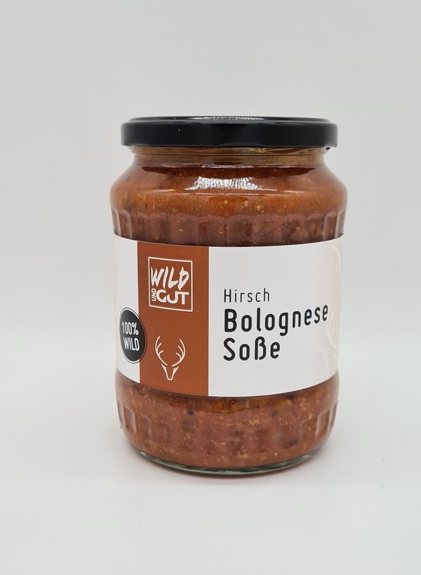 Hirsch Bolognese Soße – Saftige Wild-Bolognese, würzig mild, 680g Glas