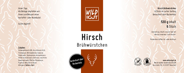 Hirsch Brühwürstchen - 6 Stück im Glas