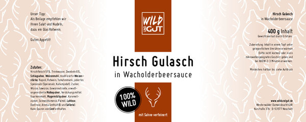 Hirsch Gulasch - aus 100% Hirschfleisch, 400g Dose