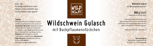 Wildschwein Gulasch - mit Backpflaumenstückchen, 300g Dose